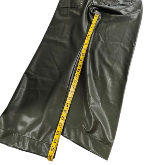 Anthropologie Maeve The Colette Faux-Leather Crop Wide-Leg Pants, Holly, 34 - Picture 7 of 10